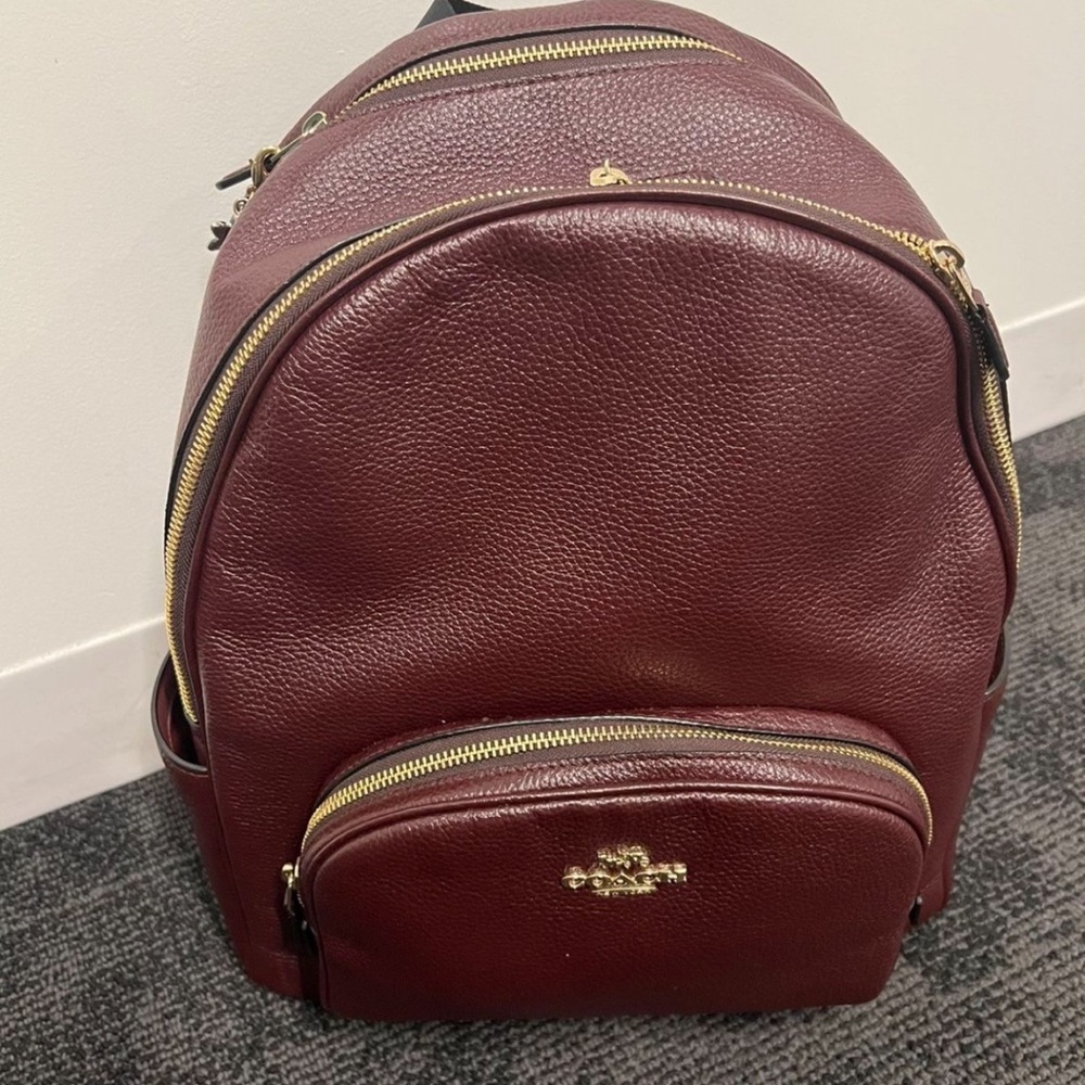 New large coach backpack oxblood color